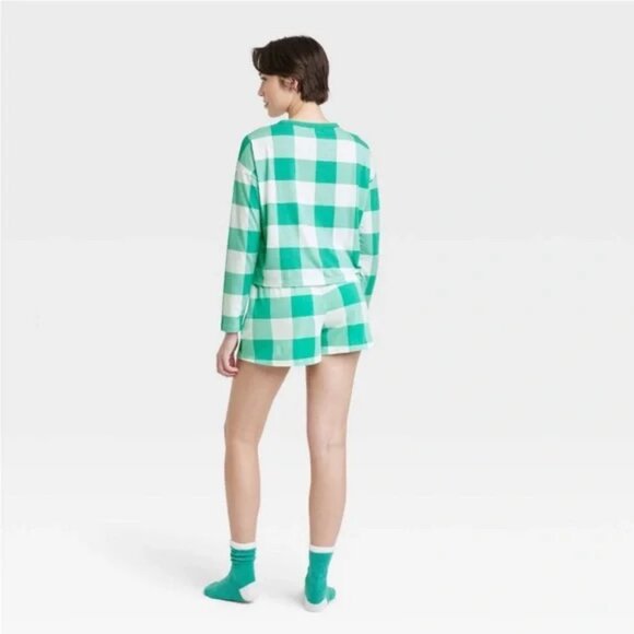 NEW! Women's 3pc Socks and Pajama Set, Green Plaid - Great Gift! - Picture 2 of 6